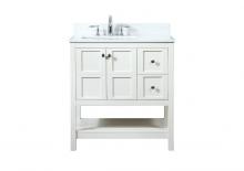 Elegant VF16432WH-BS - 32 Inch Single Bathroom Vanity in White with Backsplash