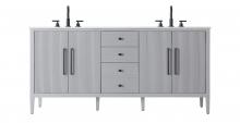 Elegant VF29672DGR - 72 inch Double Bathroom Vanity in Grey