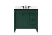 Elegant VF31836GN-BS - 36 Inch Single Bathroom Vanity in Green with Backsplash