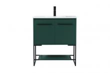 Elegant VF42530MGN - 30 Inch Single Bathroom Vanity in Green