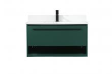  VF43536MGN-BS - 36 Inch Single Bathroom Vanity in Green with Backsplash