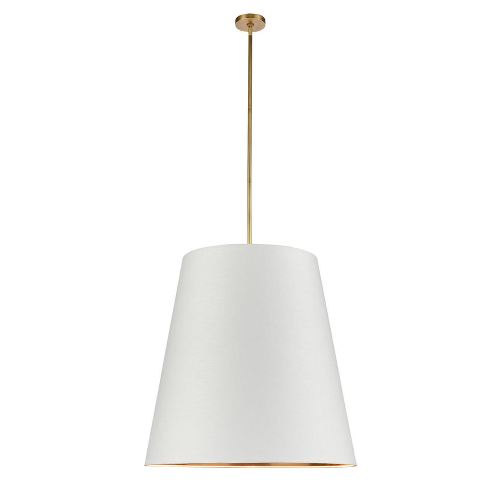 Calor 30-in Vintage Brass/White Linen With Gold Parchment 3 Lights Pendant