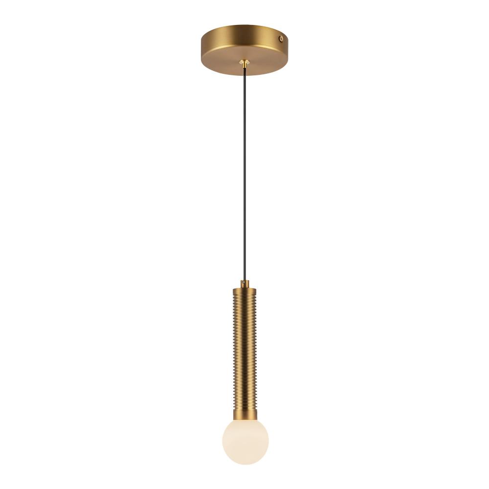 Arden 9-in Brushed Gold/Opal Glass LED Pendant