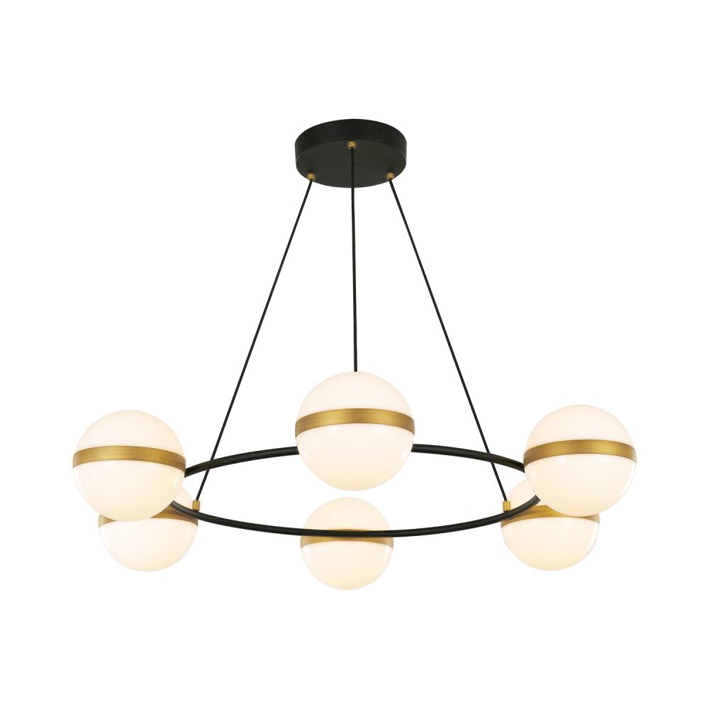 Tagliato 36-in Matte Black/Brushed Gold LED Chandeliers