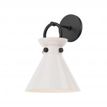 Alora Lighting WV412509MBGO - Emerson 9-in Matte Black/Glossy Opal Glass 1 Light Wall/Vanity