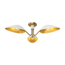 Alora Lighting SF550332WHAG - Oscar 32-in Aged Gold/White 3 Lights Semi Flush Mount