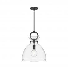 ALORA  PD411814MBCL - Waldo 14-in Matte Black/Clear Glass 1 Light Pendant