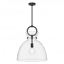 ALORA  PD411818MBCL - Waldo 18-in Matte Black/Clear Glass 1 Light Pendant