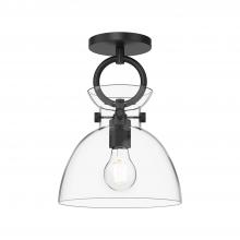 ALORA  SF411809MBCL - Waldo 9-in Matte Black/Clear Glass 1 Light Semi Flush Mount