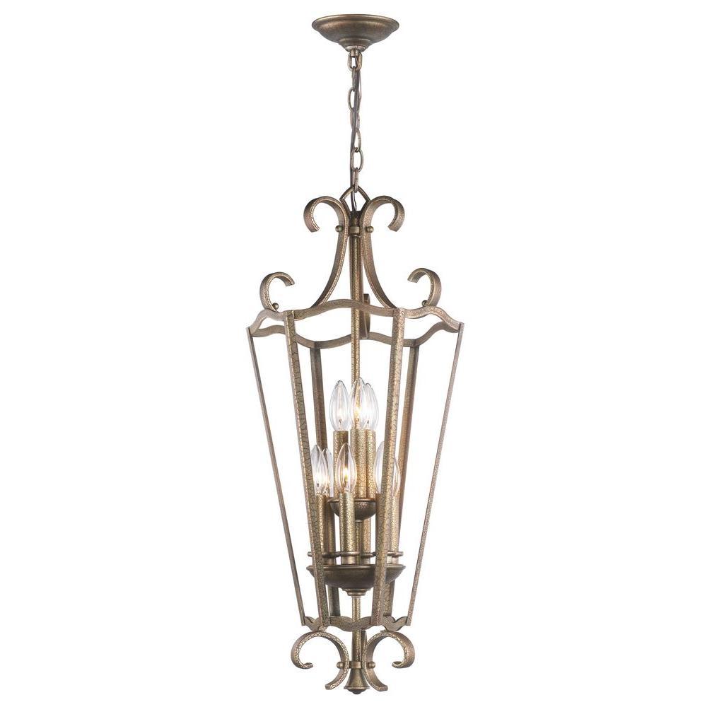 9-Light Distressed Brass Pendant