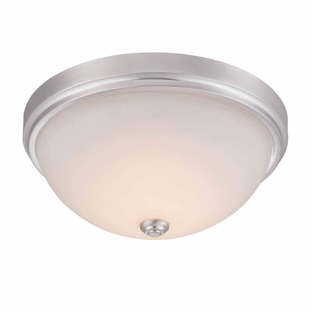 13.25 in. Satin Nickel LED Flushmount with Frosted Glass