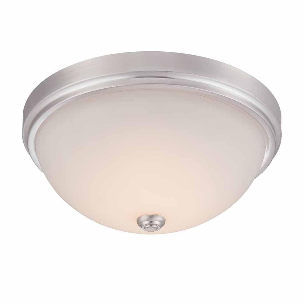 15 in. Satin Nickel LED Flushmount with Frosted Glass