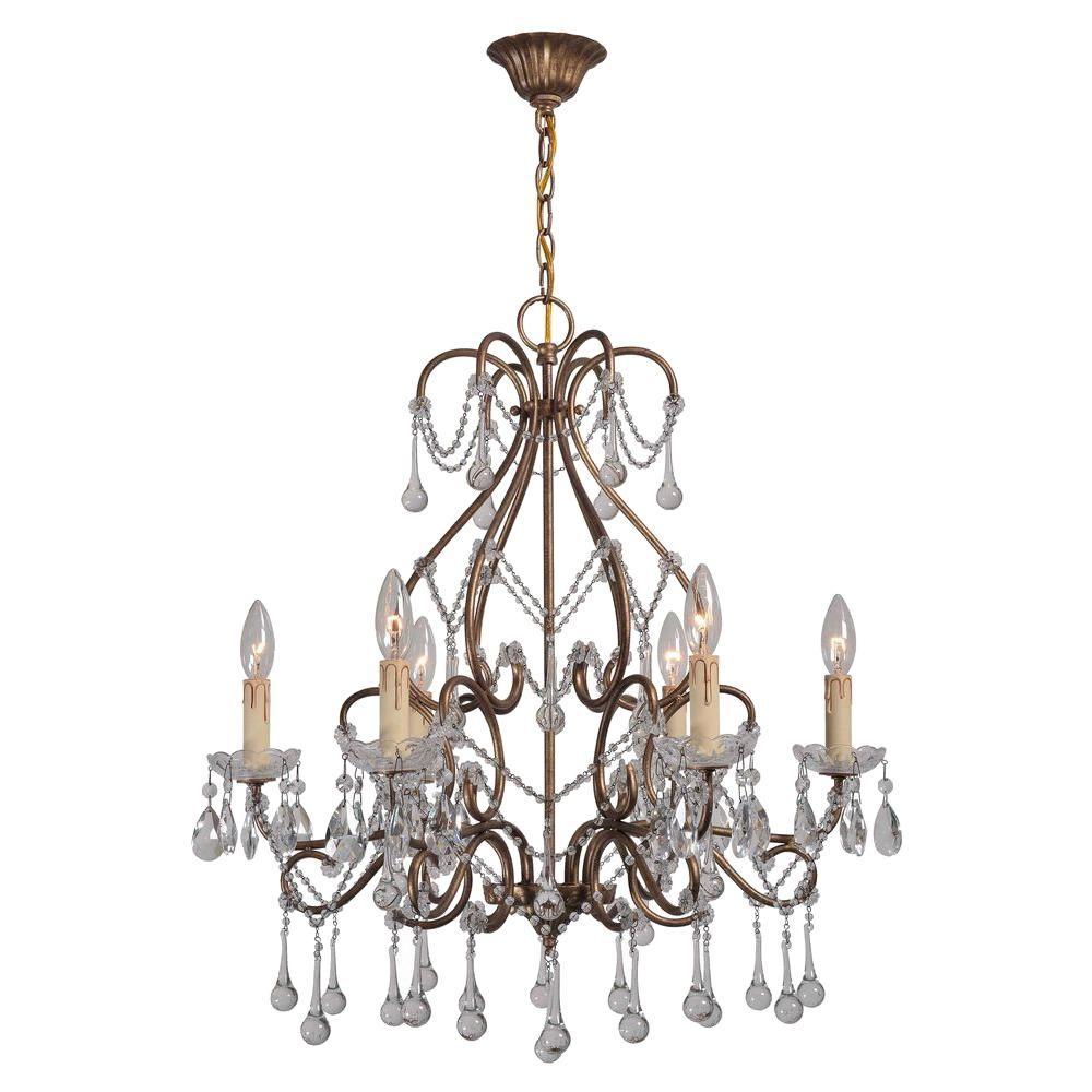 Grace Collection 6-Light Antique Gold Indoor Chandelier