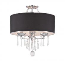 World Imports WI974908 - Elton Collection 3-Light Chrome Semi-Flush Mount Light with Black Shade