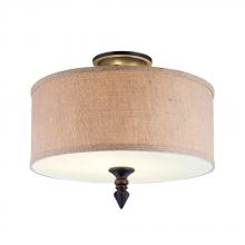 World Imports WI977288 - Jaxson Collection 2-Light Oil-Rubbed Bronze Semi-Flush Mount Light with Crafty Burlap Fabric Shade