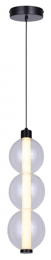 MELODY, LPL316A01BK, MBK Color, 1 Lt LED Rod Pendant, Clear Glass + Acrylic, 10W LED (Integrated)