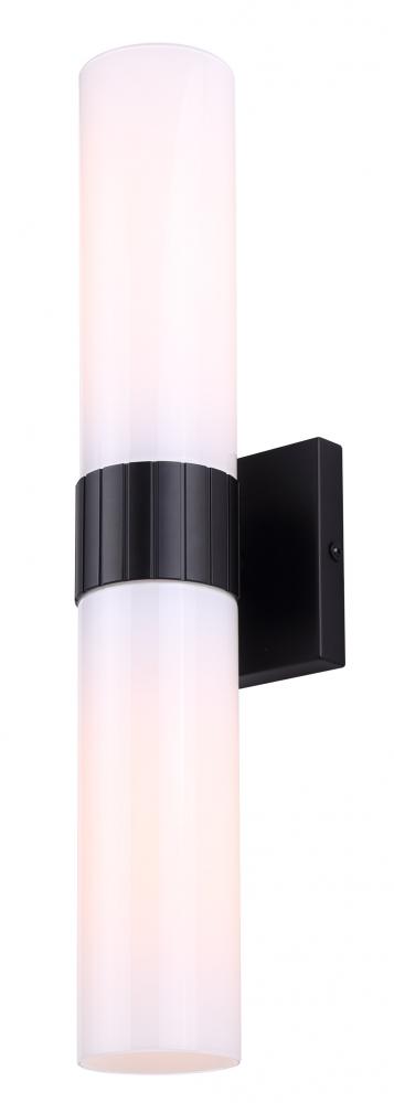 MAXINE 4.5 in. 2 Light Black Wall Light with Opal Glass Shade