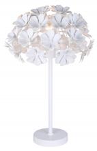 Canarm ITL2022B23WH - CASSIA 23 in. White Table Lamp with White Metal Floral Shade and Line Switch