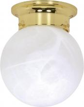 Nuvo 60/255 - 1 Light - 6" Flush with Alabaster Glass - Polished Brass Finish Finish