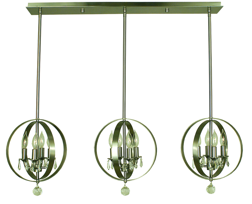 12-Light Polished Nickel Constellation Island Chandelier