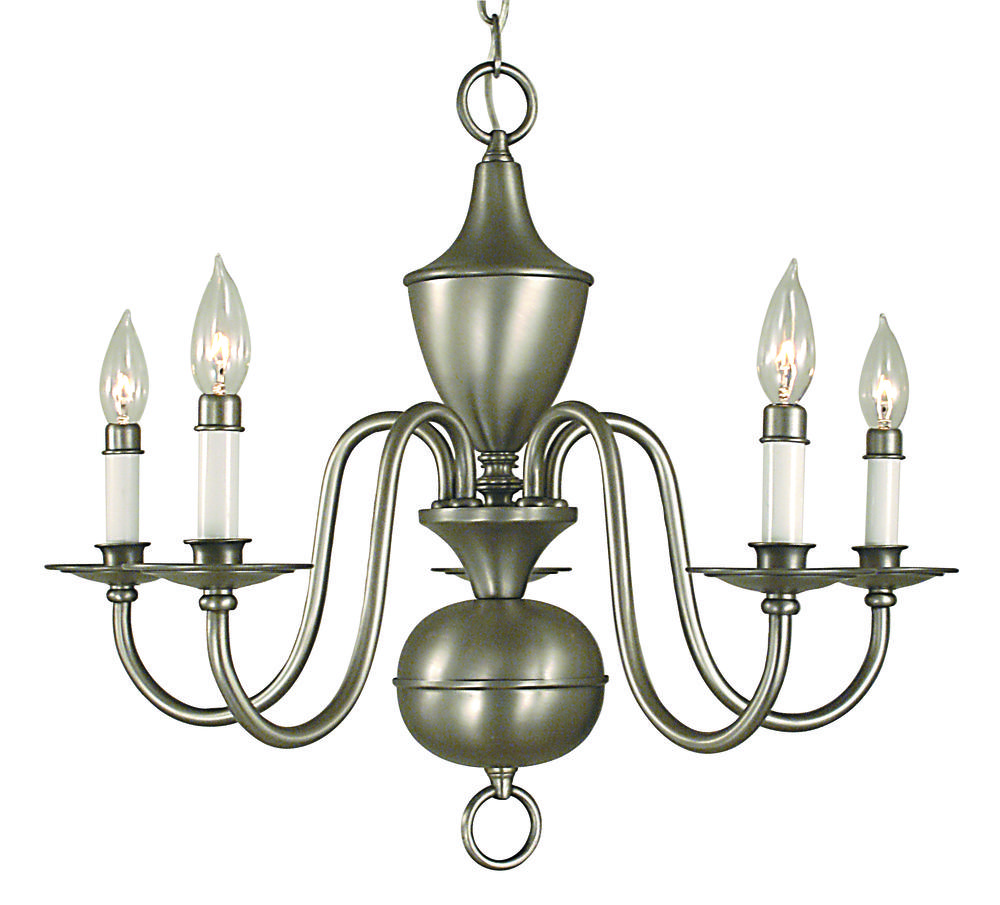 5-Light Satin Pewter Jamestown Dining Chandelier