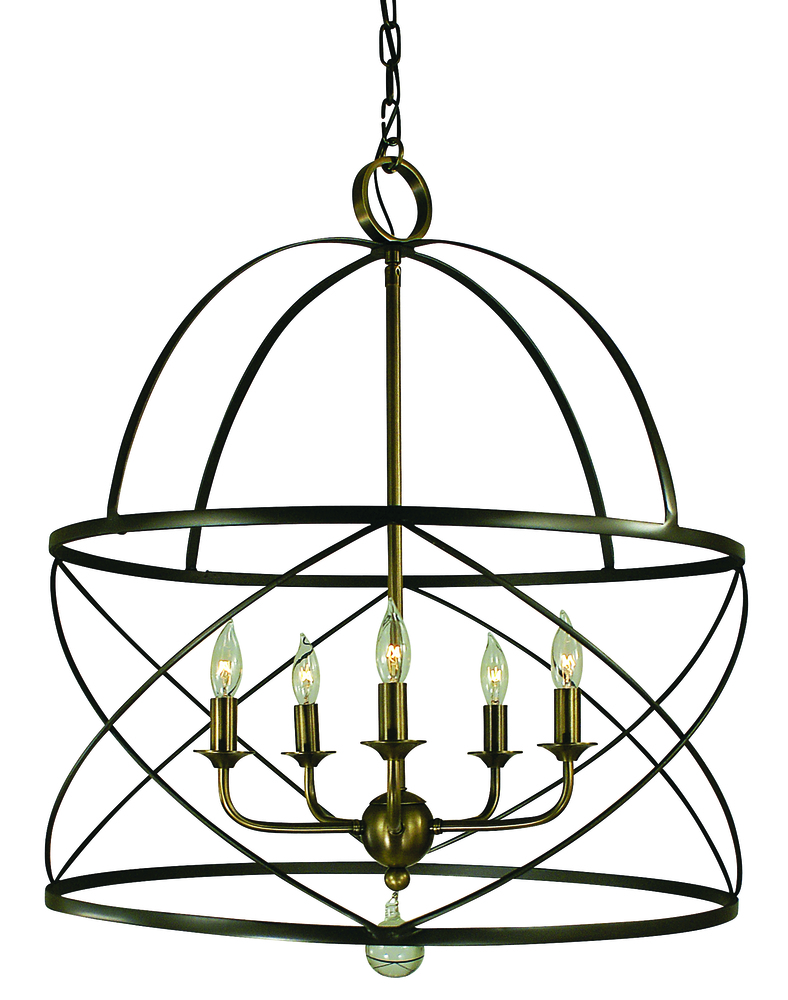 5-Light Mahogany Bronze/Polished Nickel Nantucket Chandelier