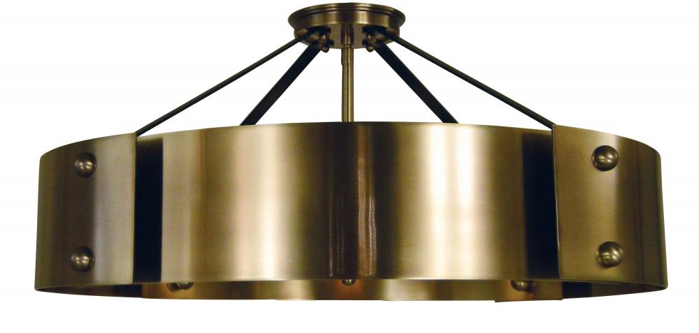 8-Light Antique Brass/Matte Black Lasalle Semi-Flush