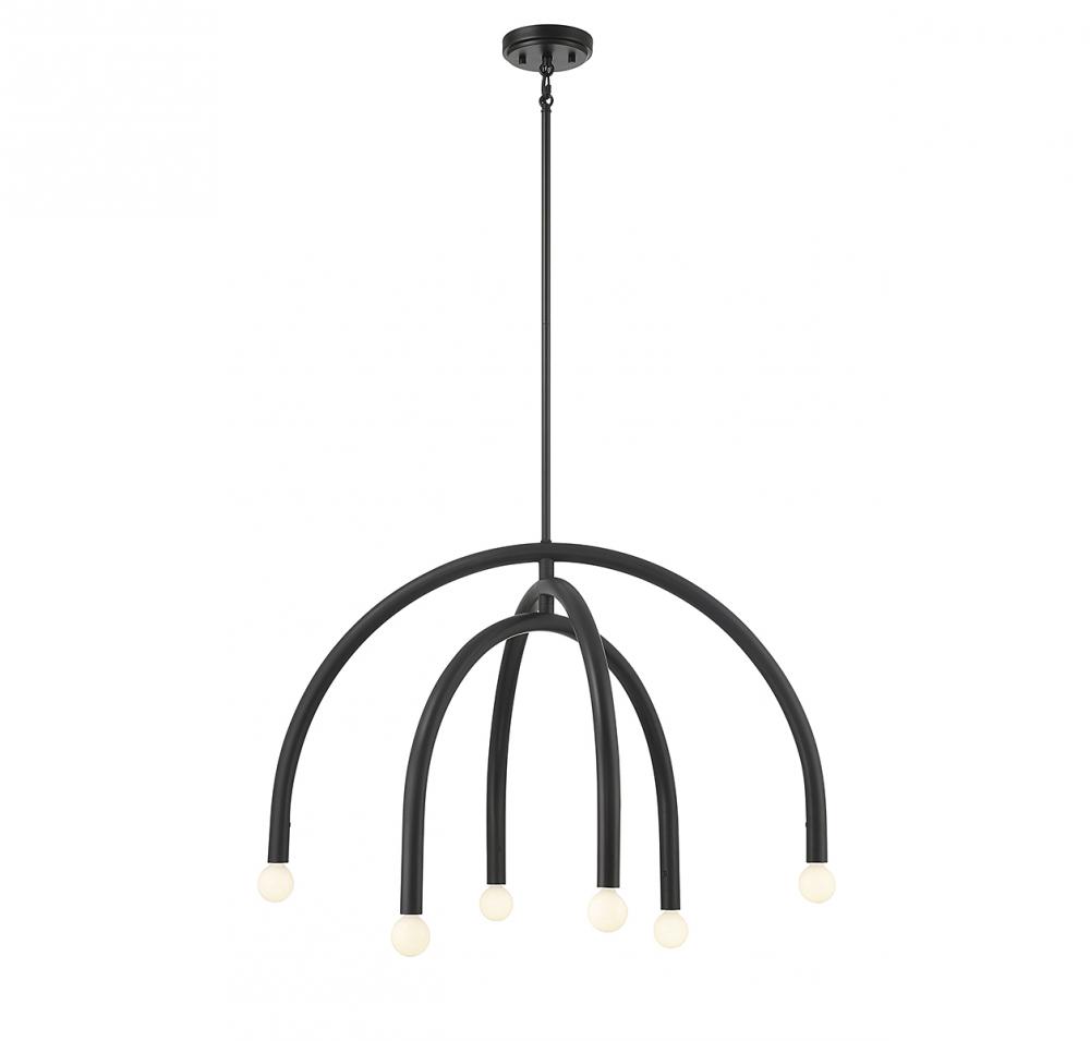 6-Light Chandelier in Matte Black