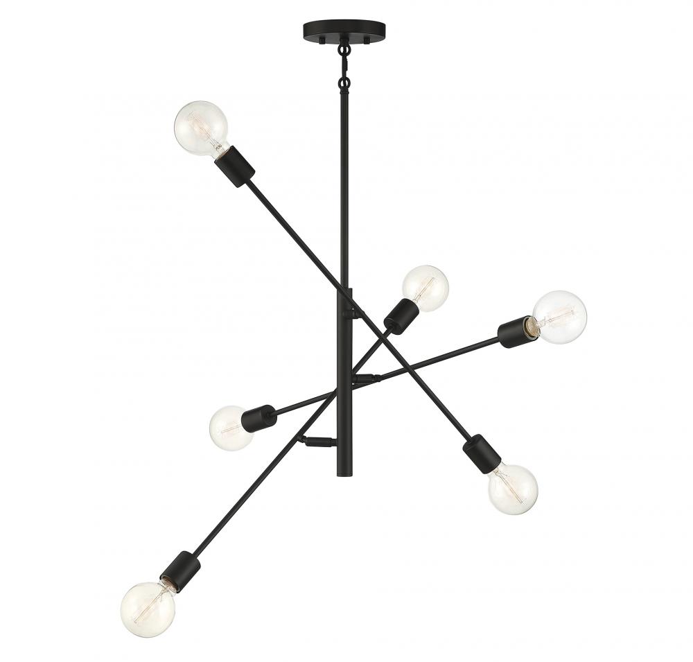 6-Light Chandelier in Matte Black