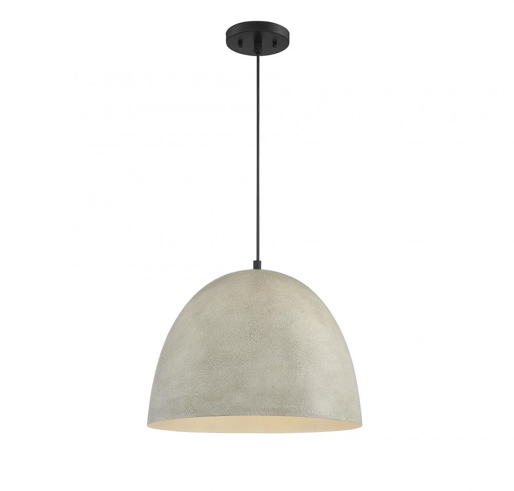 1-Light Pendant in Concrete with Matte Black