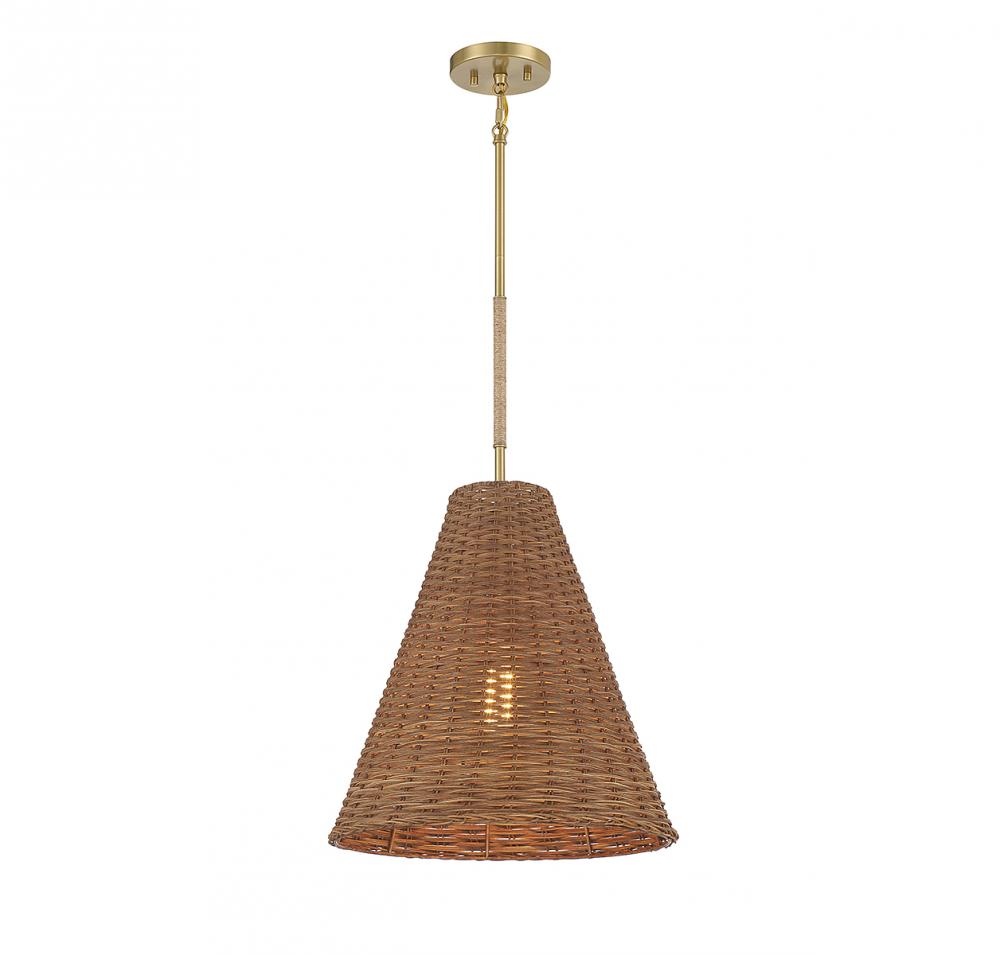 1-Light Pendant in Natural Brass