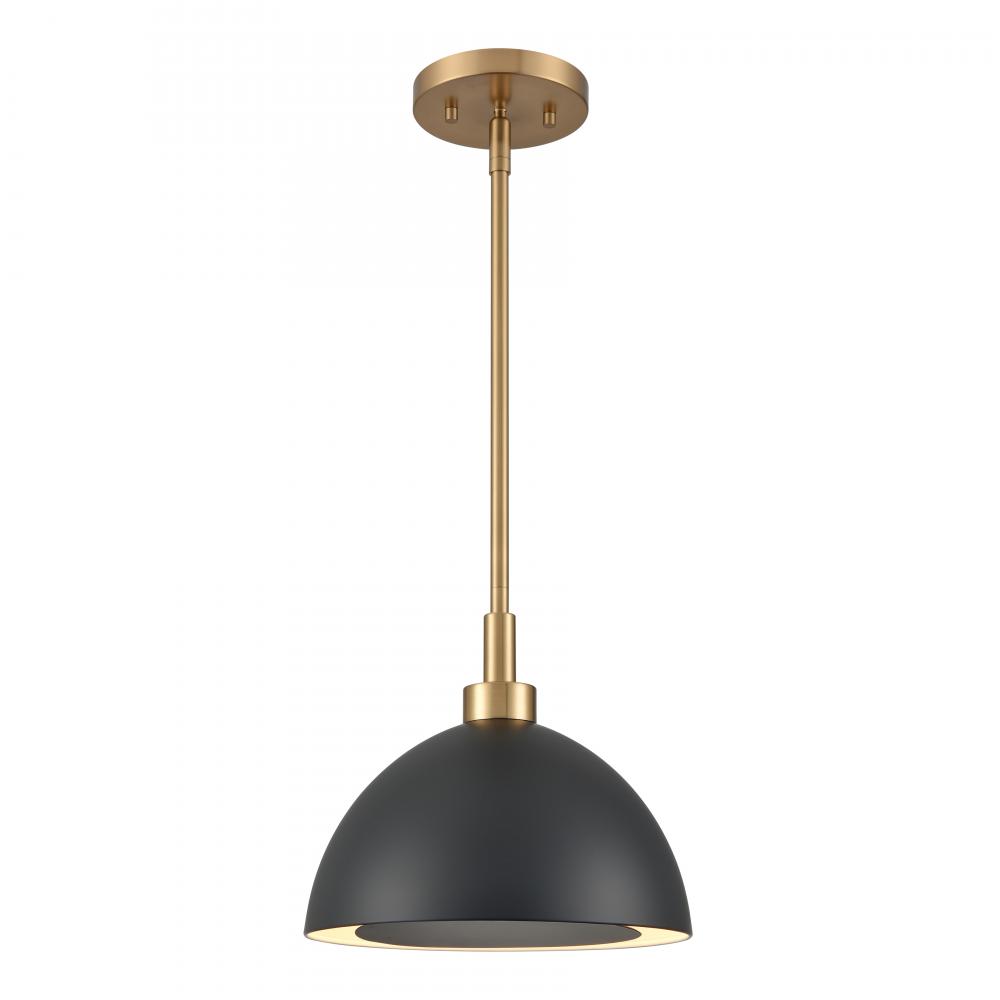 Pelham 10'' Wide 2-Light Pendant - Satin Brass with Matte Black