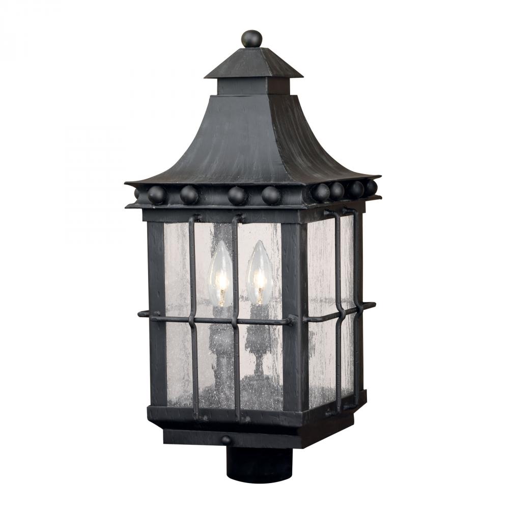 Taos Outdoor Post Lantern In Espresso Finish Wit