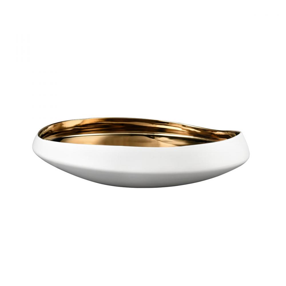 Greer Bowl - Low White and Gold Glazed (2 pack) (2 pack)